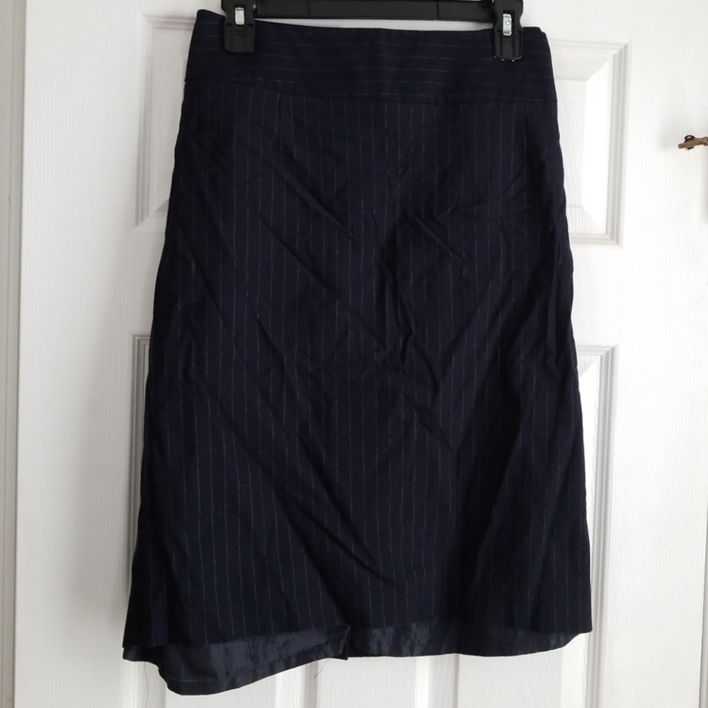 Navy Blue Pinstripe Pencil Skirt